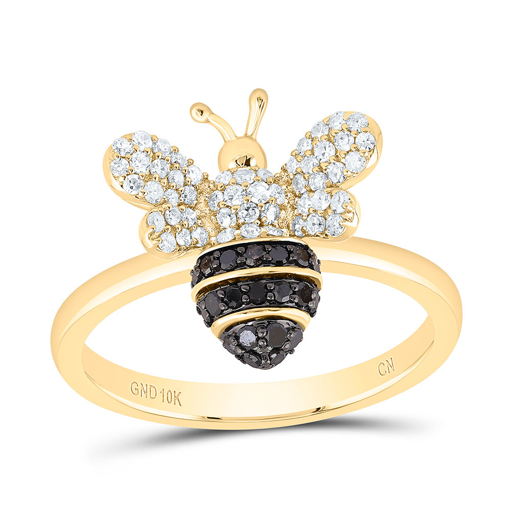 3/8CTW-NAT DIA CN RD-BLACK DIAMOND HONEY BEE RING Daisy Joyeria