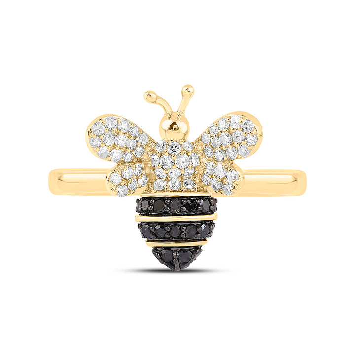 3/8CTW-NAT DIA CN RD-BLACK DIAMOND HONEY BEE RING Daisy Joyeria