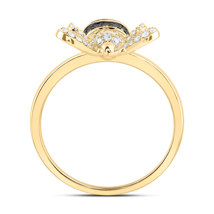 3/8CTW-NAT DIA CN RD-BLACK DIAMOND HONEY BEE RING Daisy Joyeria