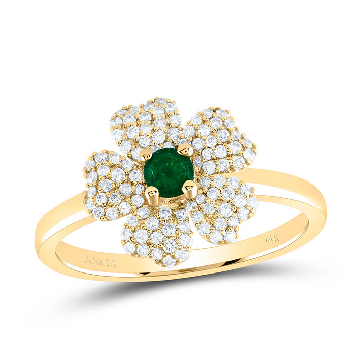 1/4CTW-NAT DIA ANA M 3.5MM-RD-EM NAT GEM FLOWER RING Daisy Joyeria