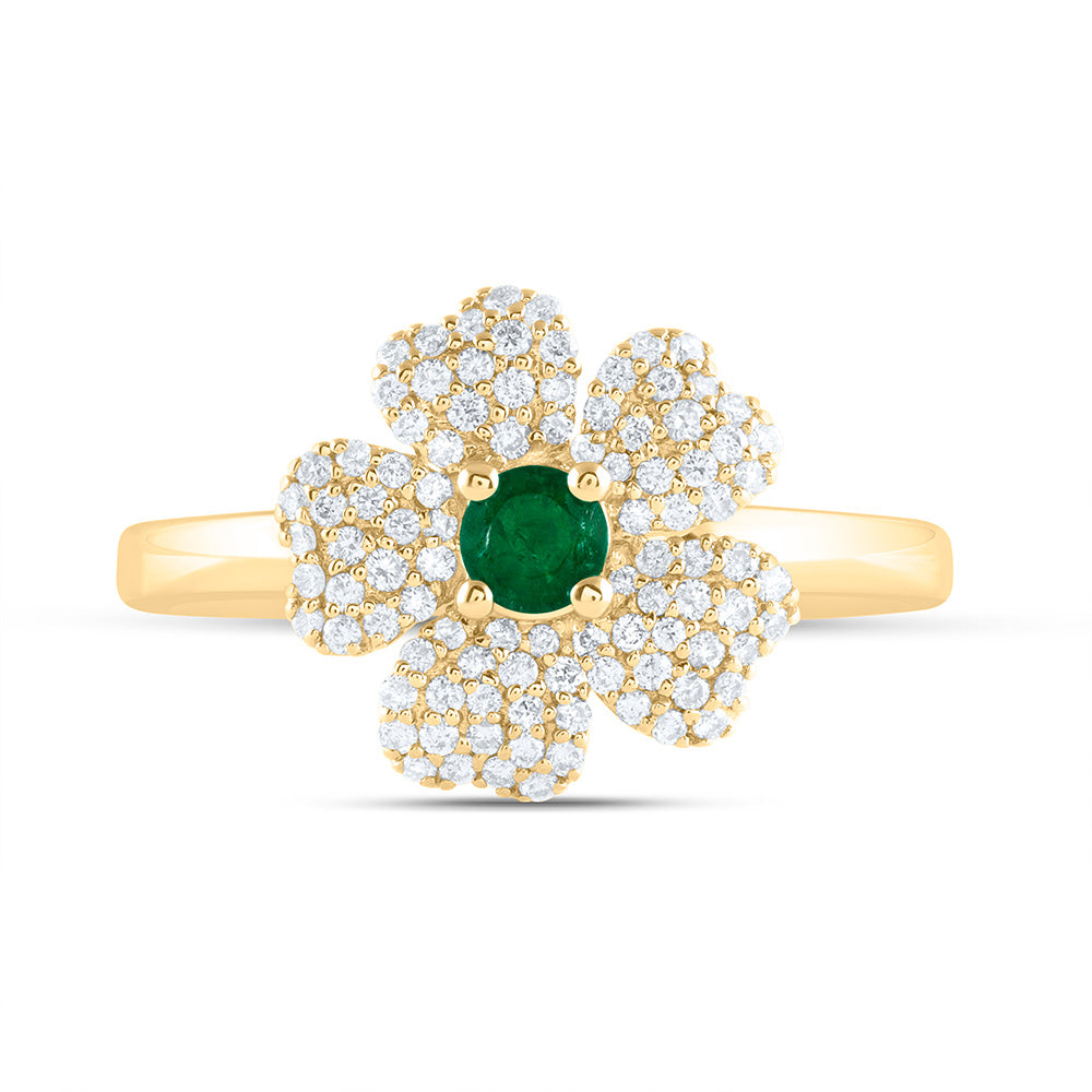 1/4CTW-NAT DIA ANA M 3.5MM-RD-EM NAT GEM FLOWER RING Daisy Joyeria
