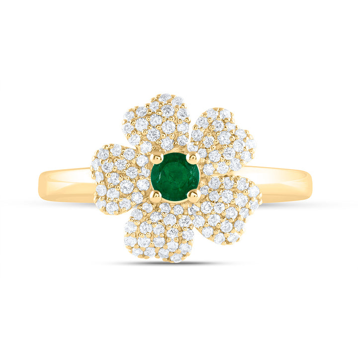 1/4CTW-NAT DIA ANA M 3.5MM-RD-EM NAT GEM FLOWER RING Daisy Joyeria