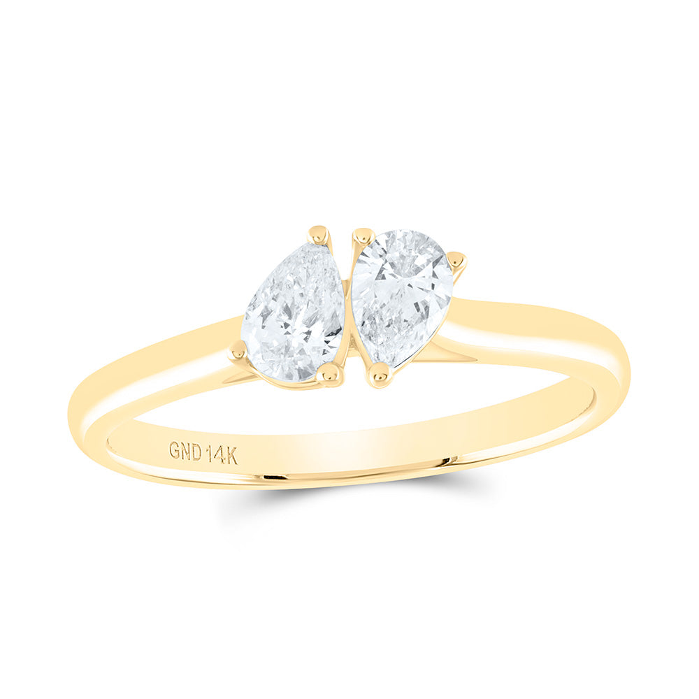 1/2CTW-NAT DIA I1-IJ PEAR 2 STONE RING Daisy Joyeria