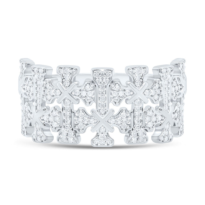 1/2CTW-NAT DIA P1 GIFT CROME CROSS  MENS RING Daisy Joyeria
