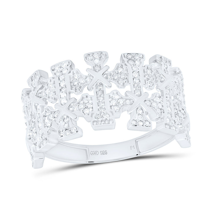 1/2CTW-NAT DIA P1 GIFT CROME CROSS  MENS RING Daisy Joyeria