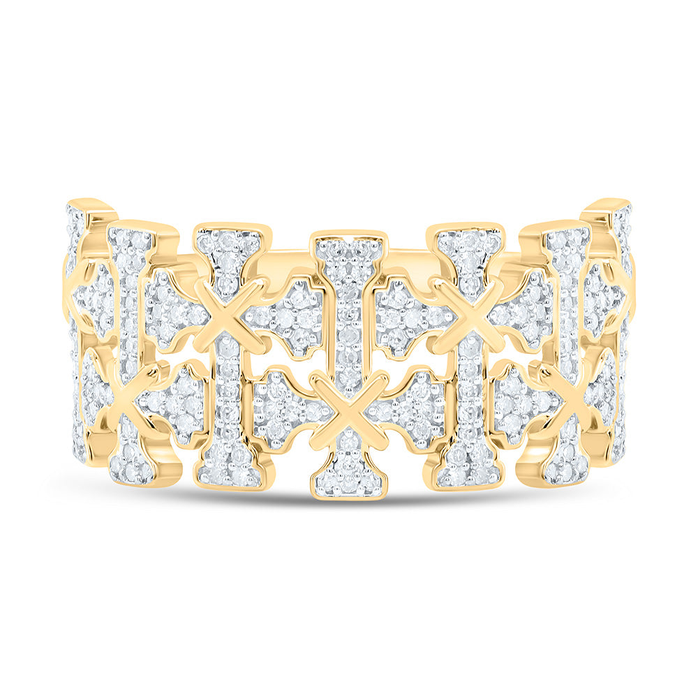 1/2CTW-NAT DIA P1 GIFT CROME CROSS  MENS RING Daisy Joyeria