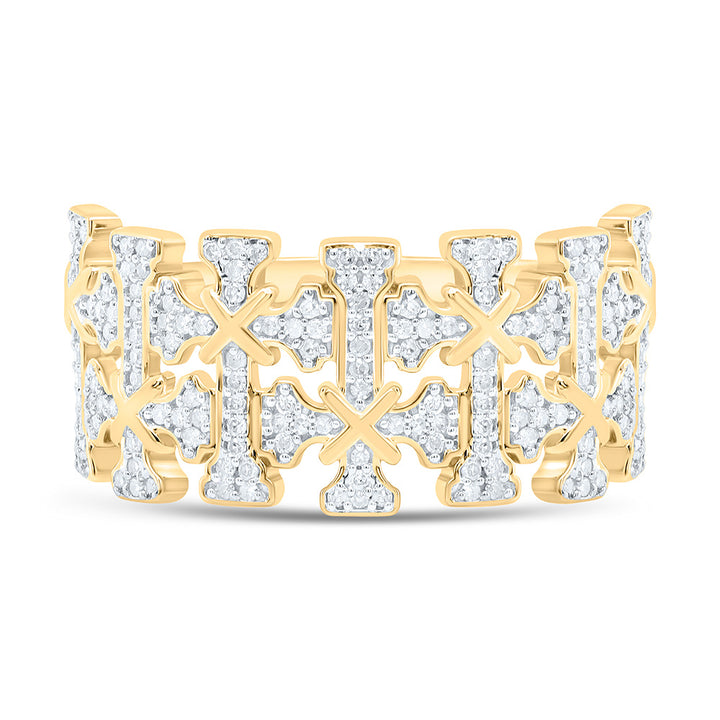 1/2CTW-NAT DIA P1 GIFT CROME CROSS  MENS RING Daisy Joyeria