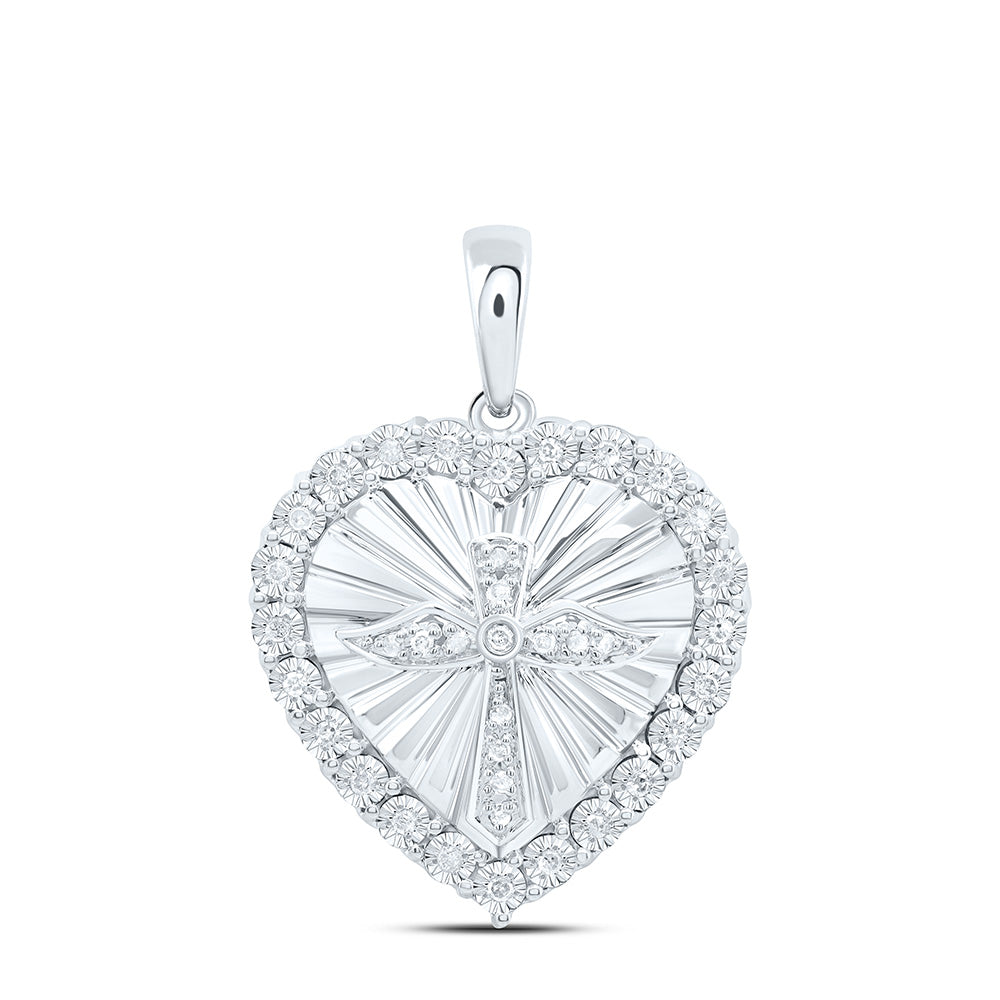 1/6CTW-NAT DIA P3 GIFT HEART CROSS PENDANT Daisy Joyeria