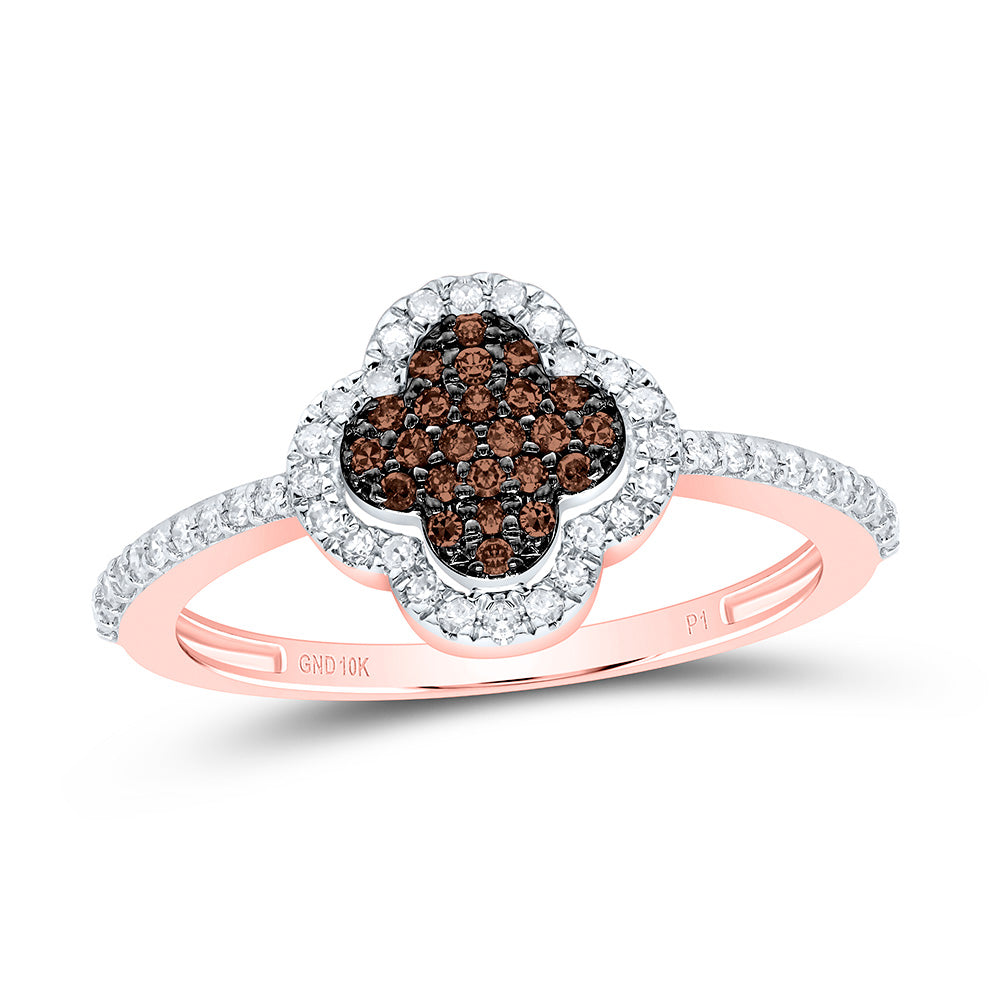 1/4CTW-NAT DIA P1 GIFT COGNAC NATURAL CLOVER RING Daisy Joyeria