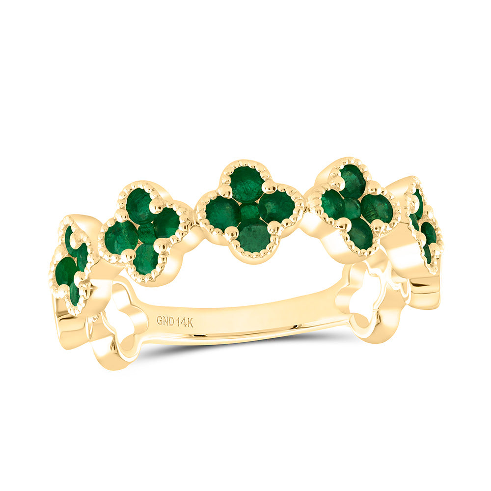 3/4CTW-RD-EM NAT GEM CLOVER RING Daisy Joyeria