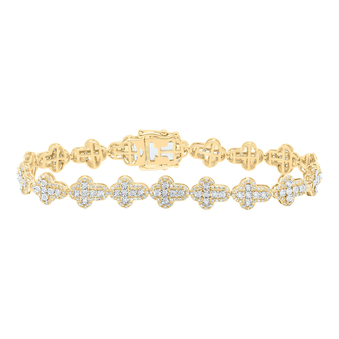 1 1/2CTW-NAT DIA NK FASHION CROSS MENS BRACELET (8 INCH) Daisy Joyeria