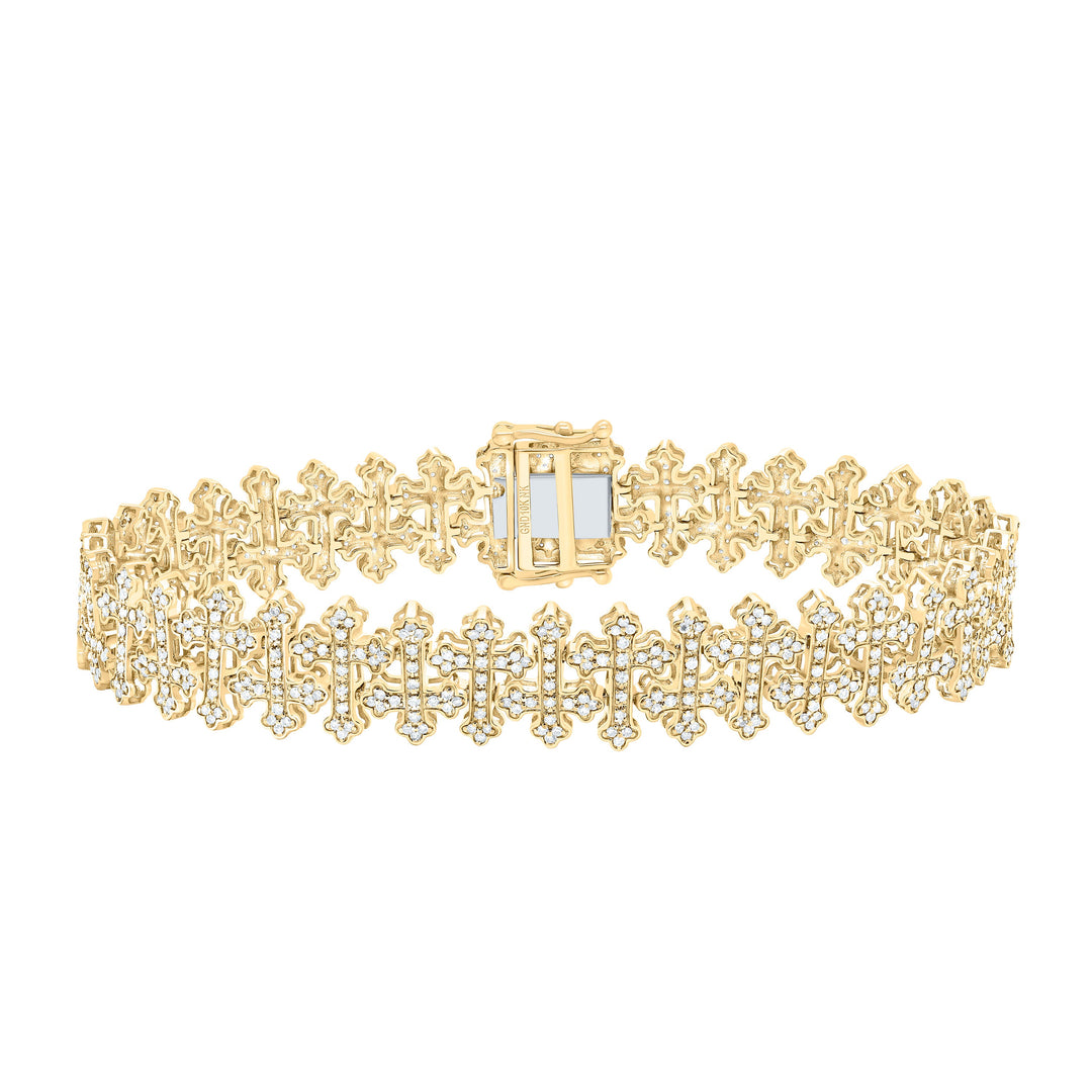 2 1/3CTW-NAT DIA NK FASHION CROSS MENS BRACELET (8 INCH) Daisy Joyeria