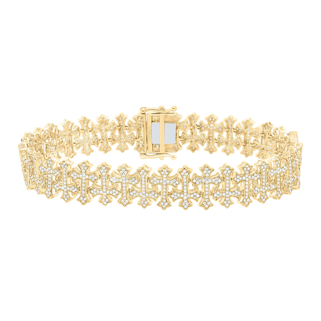 2 1/2CTW-NAT DIA NK FASHION CROSS MENS BRACELET (8 INCH) Daisy Joyeria