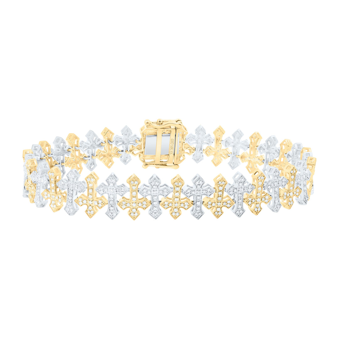 1 3/4CTW-NAT DIA NK FASHION CROSS MENS BRACELET (8 INCH) Daisy Joyeria