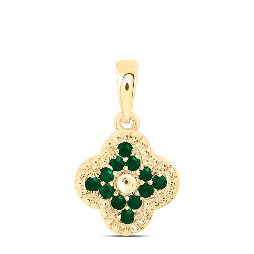 1/5CTW-RD-EM NAT GEM CLOVER PENDANT Daisy Joyeria