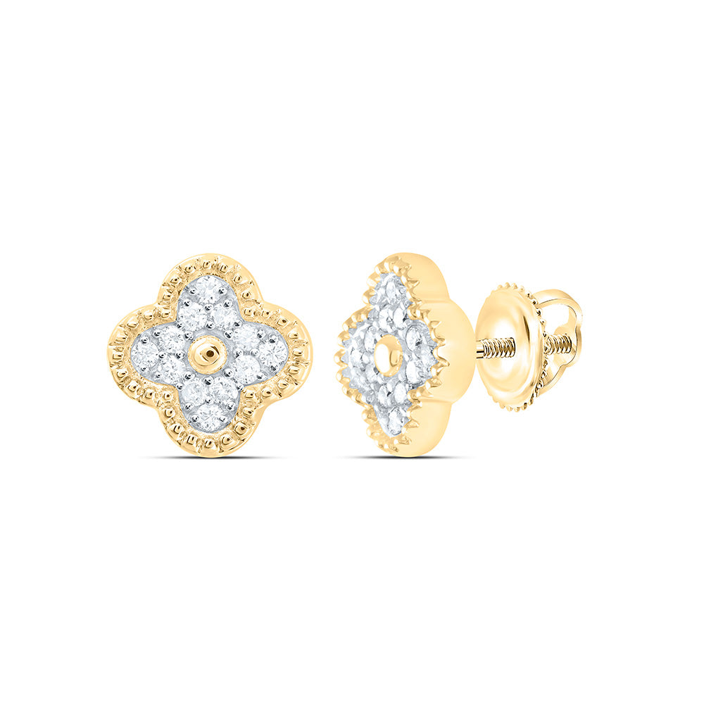 1/6CTW-NAT DIA CN GIFT CLOVER EARRING Daisy Joyeria