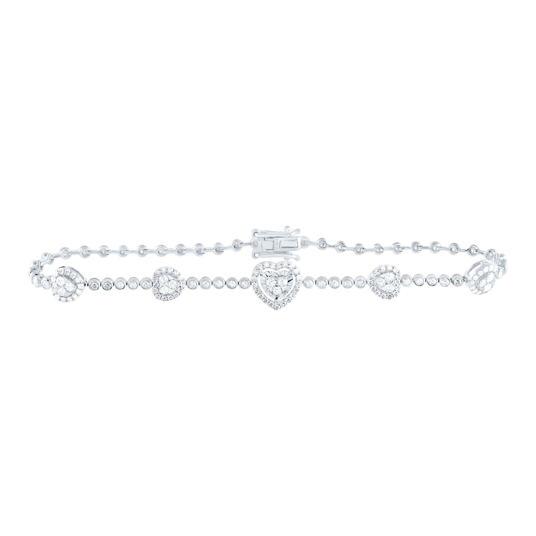 1CTW-NAT DIA CN FASHION HEART BRACELET (7 INCH) Daisy Joyeria