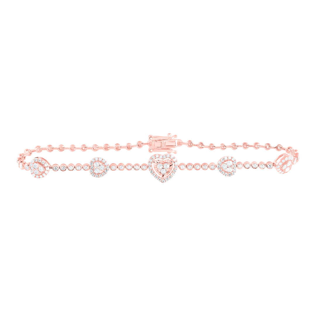1CTW-NAT DIA CN FASHION HEART BRACELET (7 INCH) Daisy Joyeria