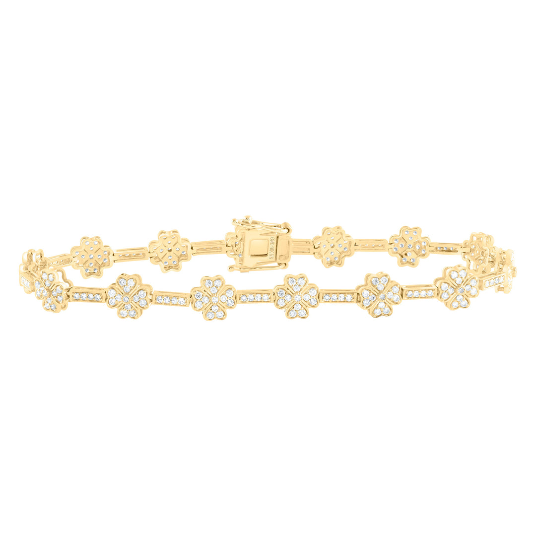 1 1/2CTW-NAT DIA NK FASHION CLOVER BRACELET ( 7 INCH) Daisy Joyeria
