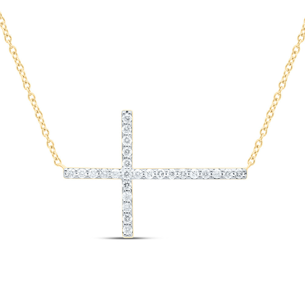 1/3CTW-NAT DIA NK FASHION CROSS NECKLACE (18 INCH) Daisy Joyeria