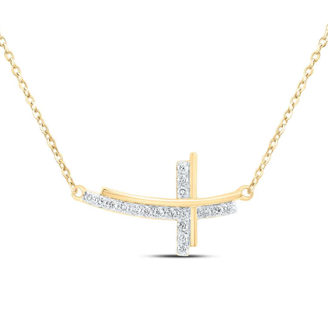 1/5CTW-NAT DIA NK FASHION CROSS NECKLACE (18 INCH) Daisy Joyeria