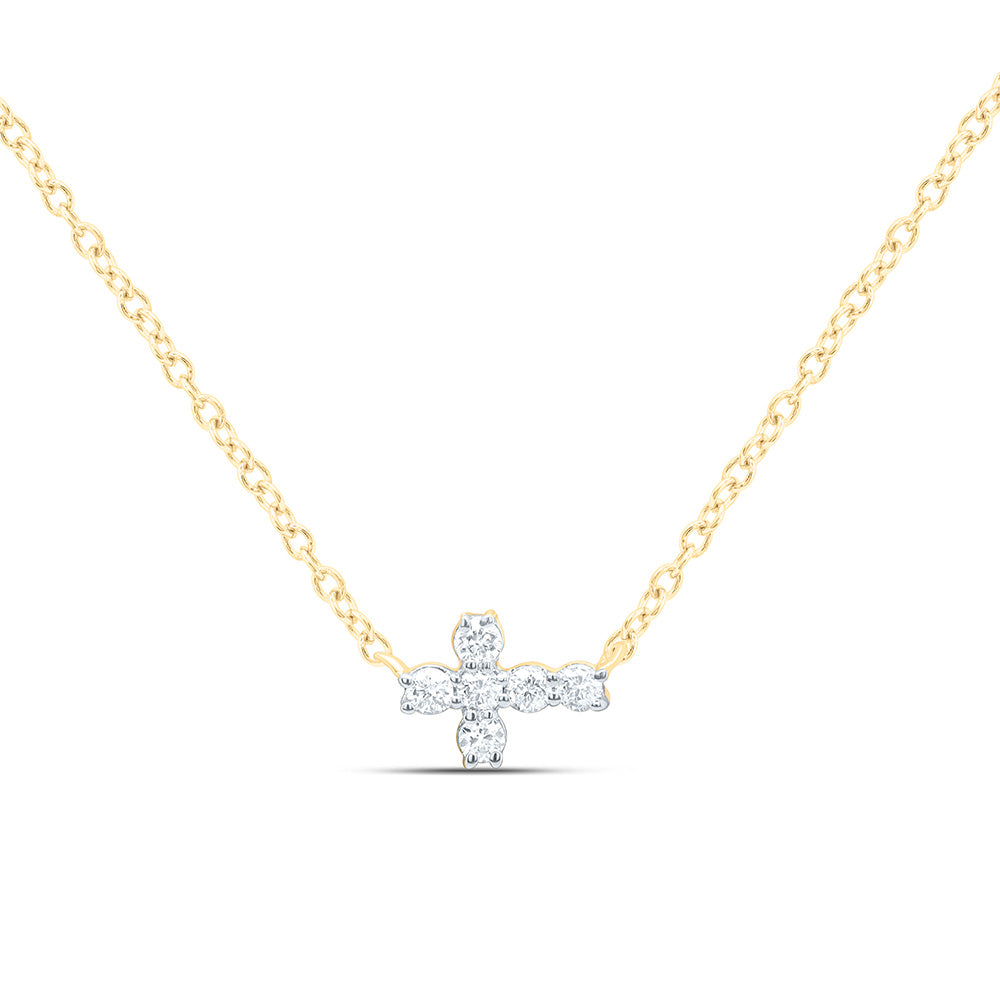 1/12CTW-NAT DIA NK FASHION CROSS NECKLACE (18 INCH) Daisy Joyeria