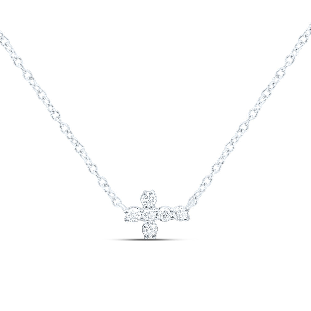 1/12CTW-NAT DIA NK FASHION CROSS NECKLACE (18 INCH) Daisy Joyeria