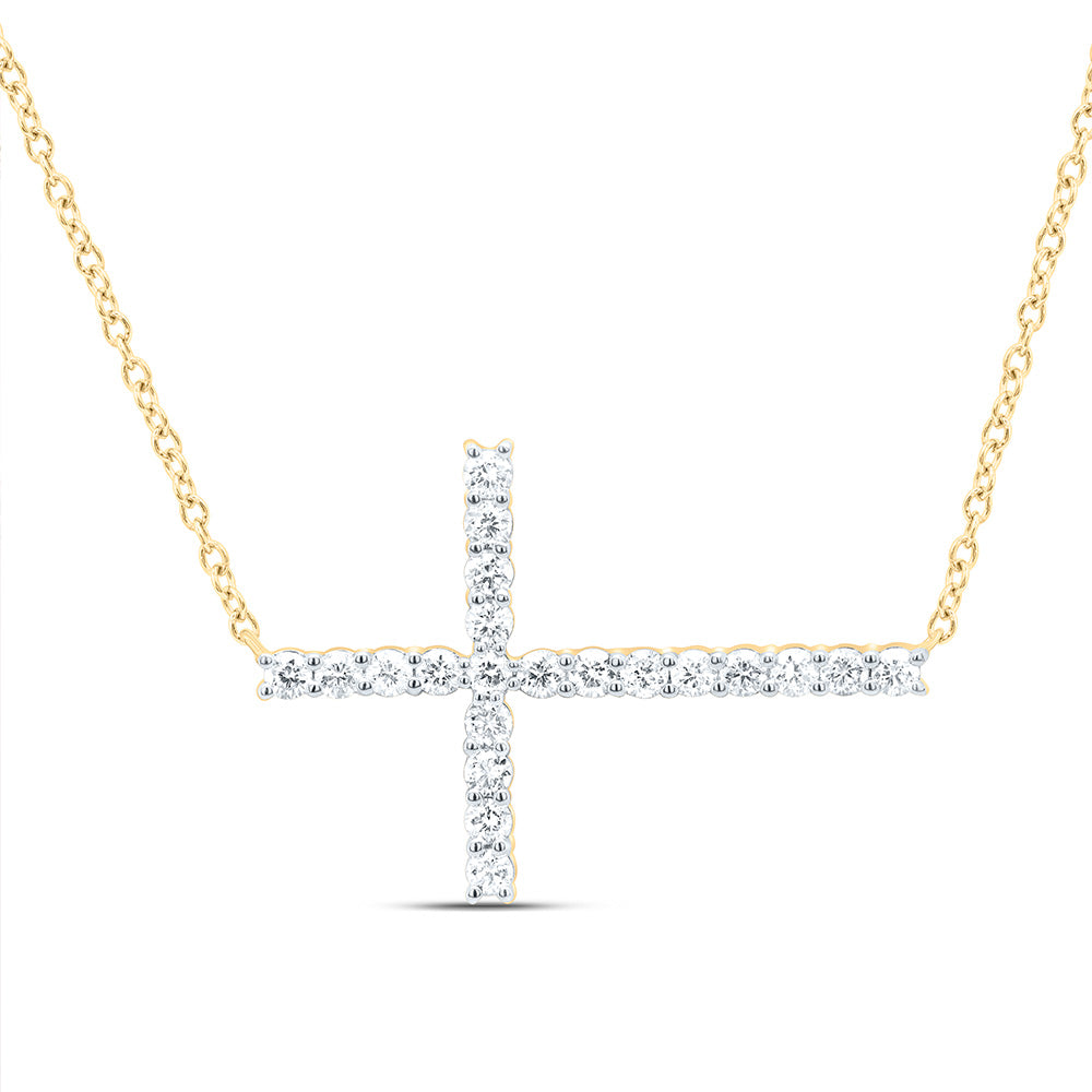 1/2CTW-NAT DIA NK FASHION CROSS NECKLACE (18 INCH) Daisy Joyeria