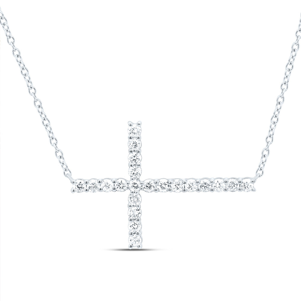 1/2CTW-NAT DIA NK FASHION CROSS NECKLACE (18 INCH) Daisy Joyeria