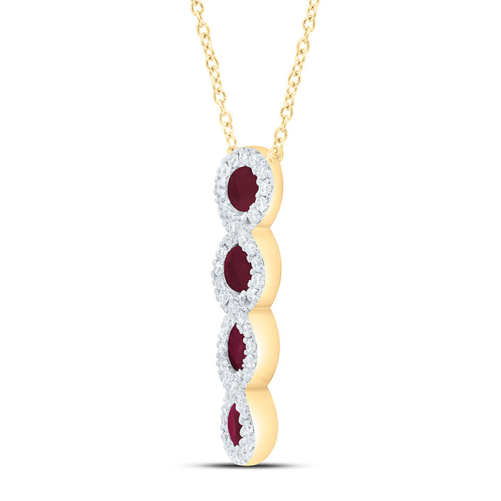 1/6CTW-NAT DIA ANA M 3/8CTW-RD-RU NAT GEM NECKLACE (18 INCH) Daisy Joyeria