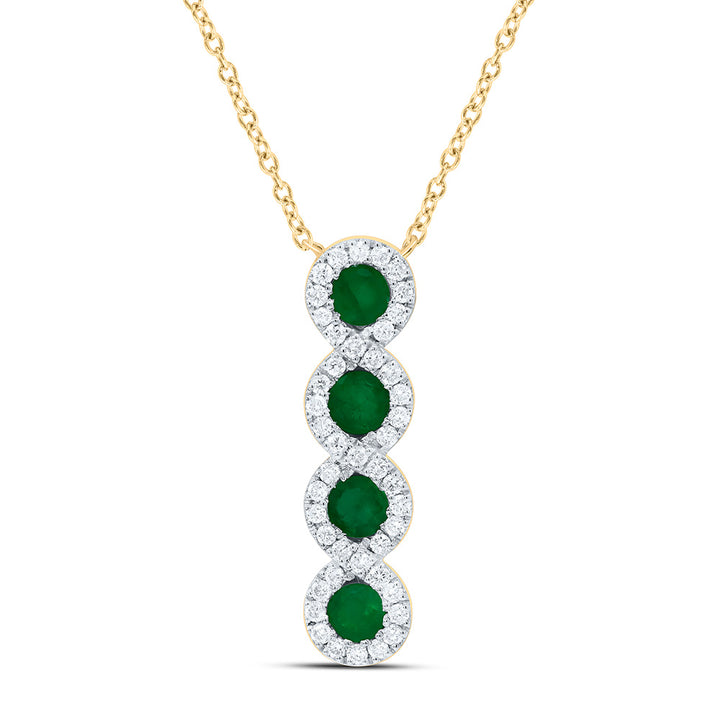 1/6CTW-NAT DIA ANA M 1/2CTW-RD-EM NAT GEM NECKLACE (18 INCH) Daisy Joyeria
