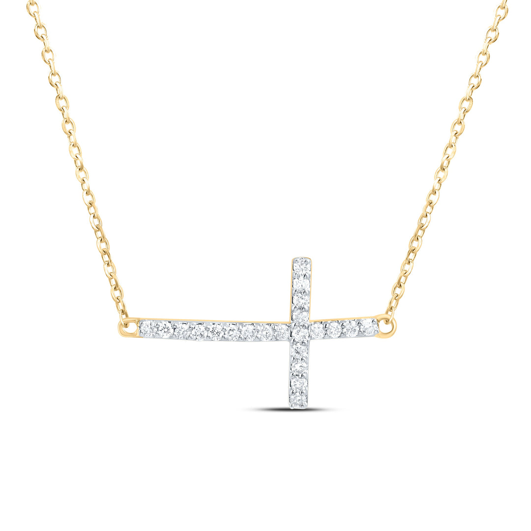 1/6CTW-NAT DIA NK FASHION CROSS NECKLACE (18 INCH) Daisy Joyeria