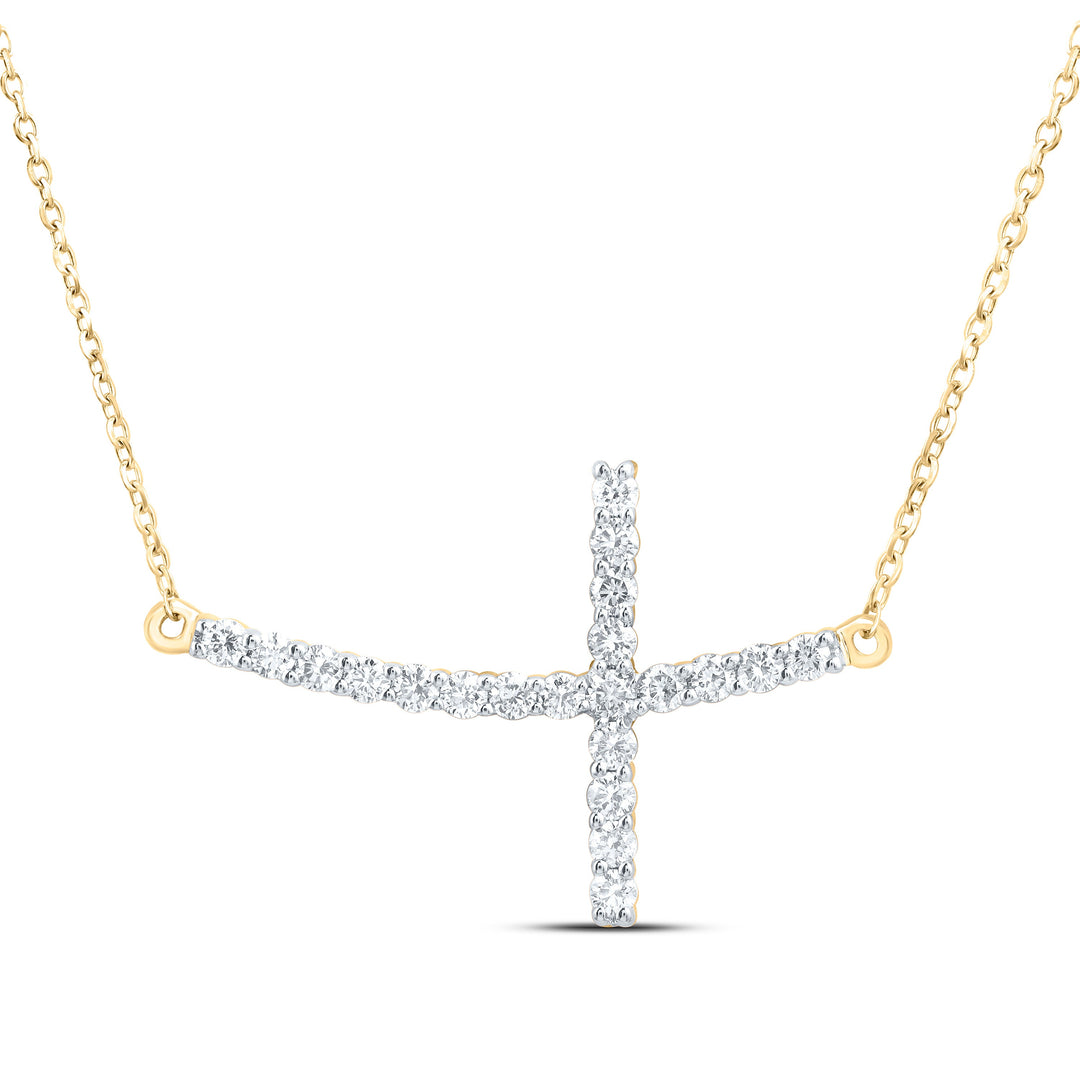 1/2CTW-NAT DIA NK FASHION CROSS NECKLACE (18 INCH) Daisy Joyeria