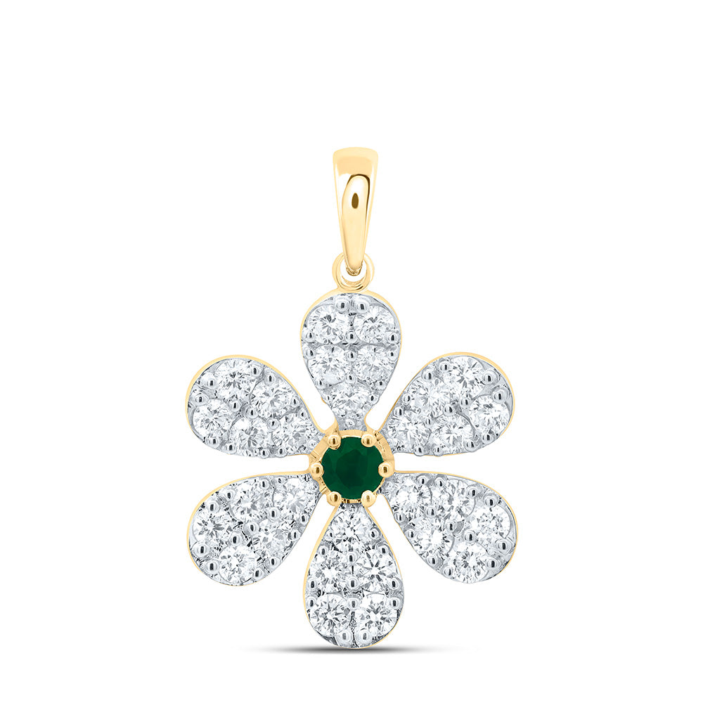 1CTW-NAT DIA ANA M 3MM-RD-EM NAT GEM FLOWER PENDANT Daisy Joyeria