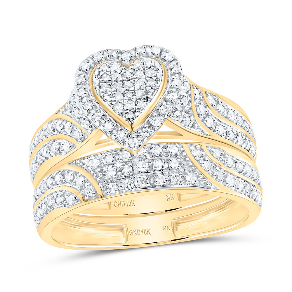 5/8CTW-NAT DIA NK FASHION HEART TRIO SET Daisy Joyeria