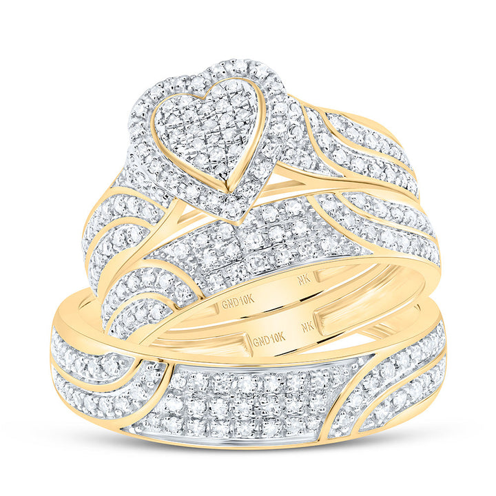 5/8CTW-NAT DIA NK FASHION HEART TRIO SET Daisy Joyeria