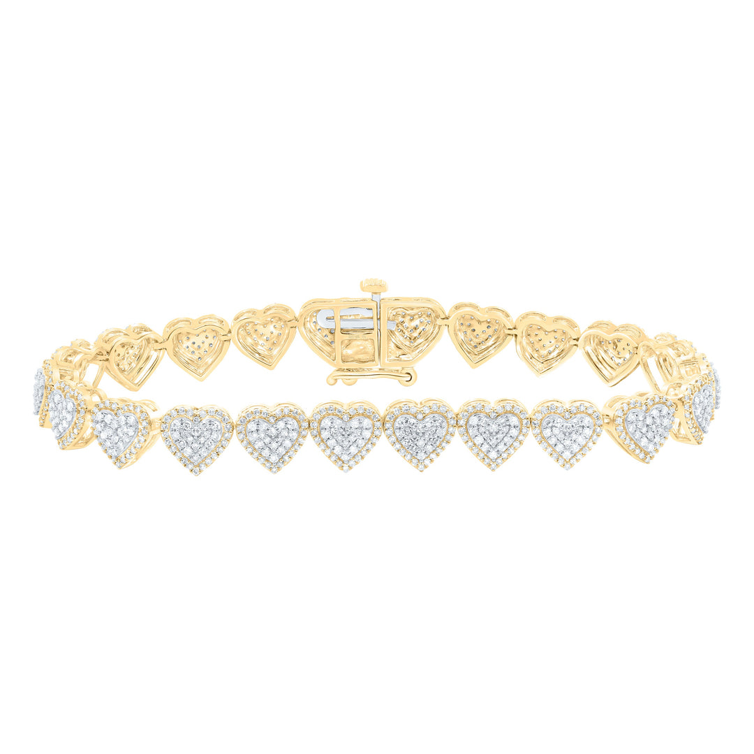 2 1/2CTW-NAT DIA NK FASHION (7.10 MM) HEART BRACELET (7 INCH) Daisy Joyeria