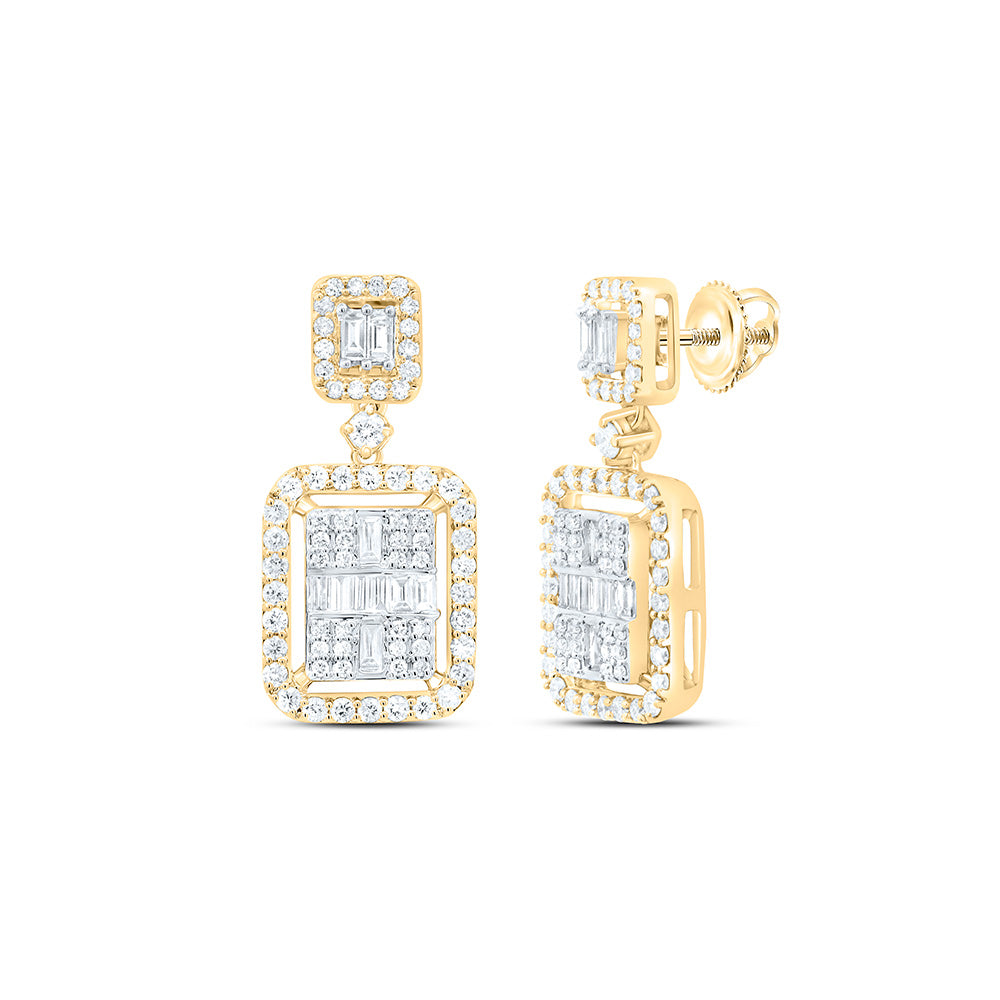 3/4CTW-NAT DIA ANA M FASHION EMERALD DANGLING EARRING Daisy Joyeria