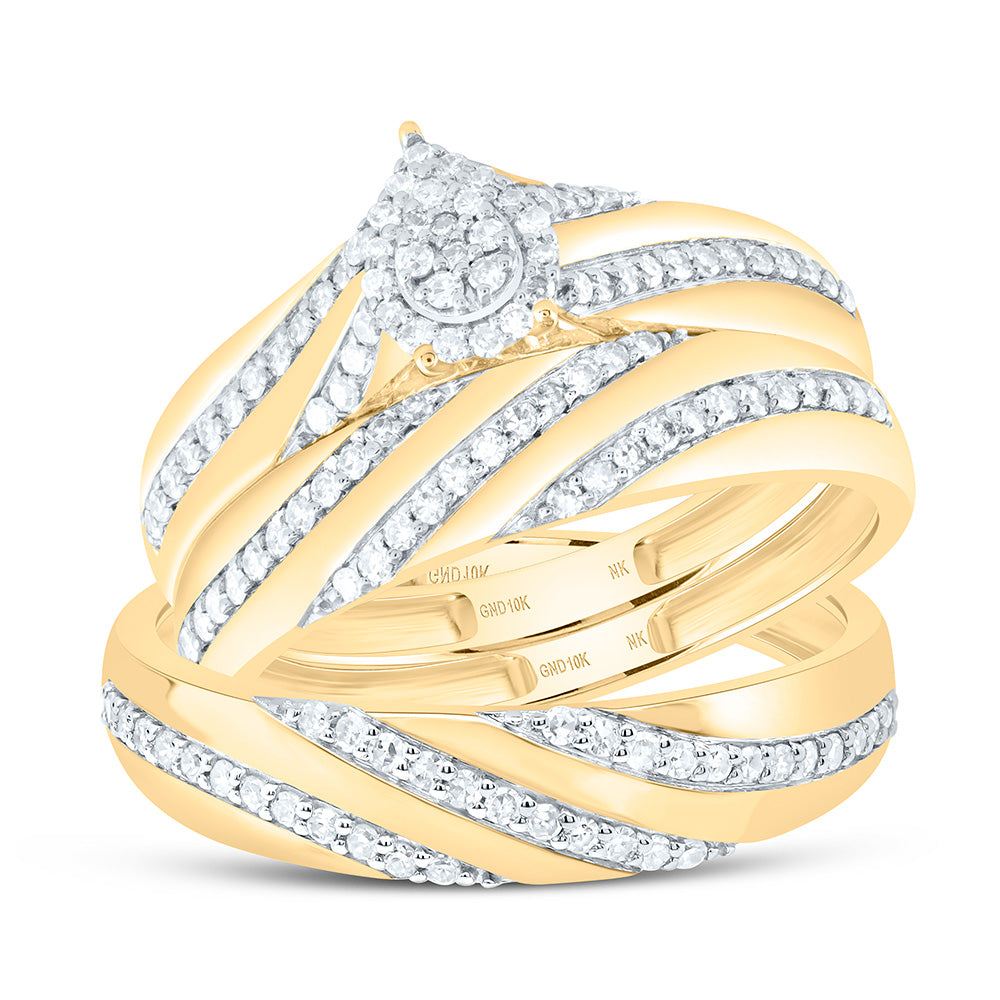 1/2CTW-NAT DIA NK PEAR TRIO SET Daisy Joyeria