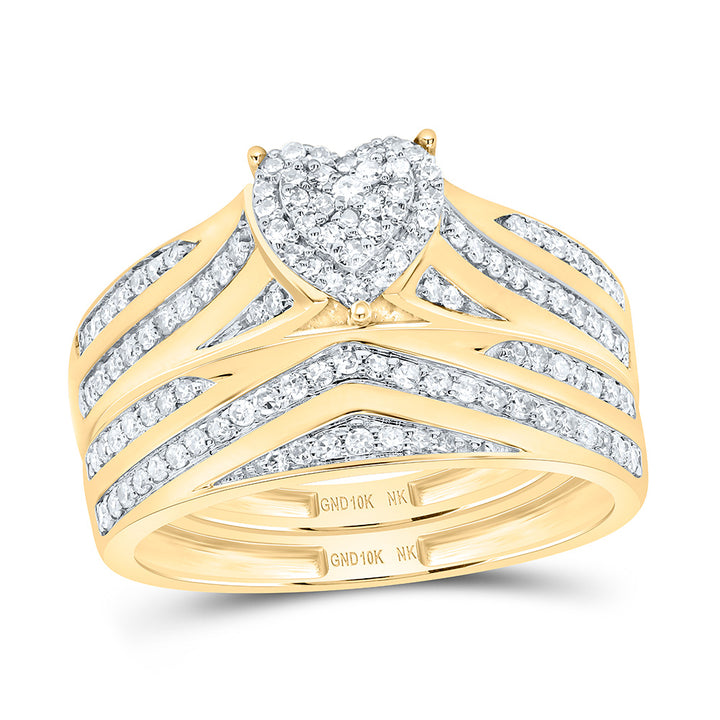 5/8CTW-NAT DIA NK FASHION HEART TRIO SET Daisy Joyeria