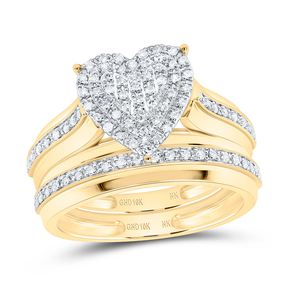 1/2CTW-NAT DIA NK FASHION HEART TRIO SET Daisy Joyeria