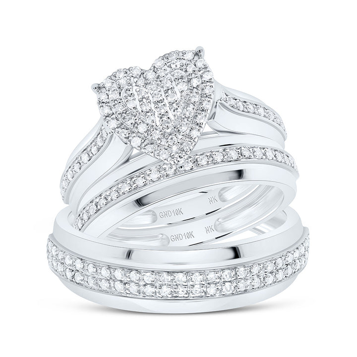 1/2CTW-NAT DIA NK FASHION HEART TRIO SET Daisy Joyeria