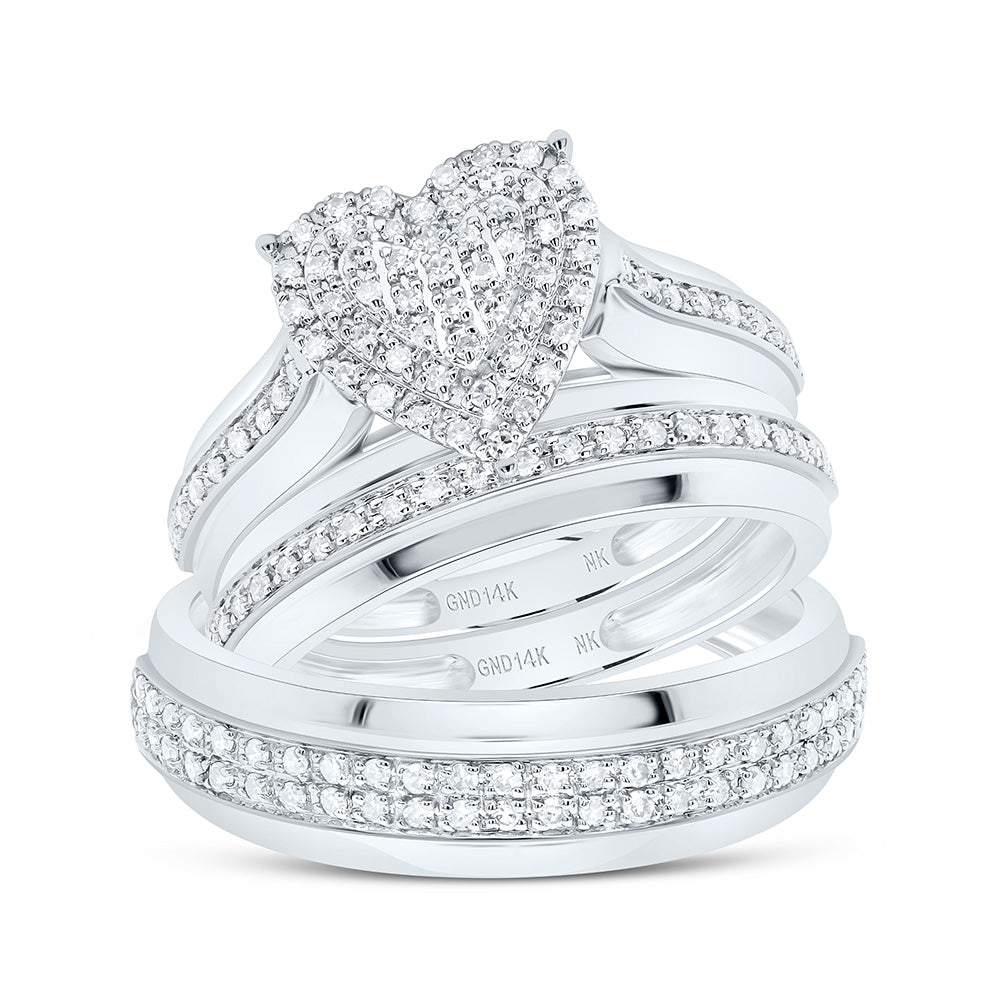 1/2CTW-NAT DIA NK FASHION HEART TRIO SET Daisy Joyeria