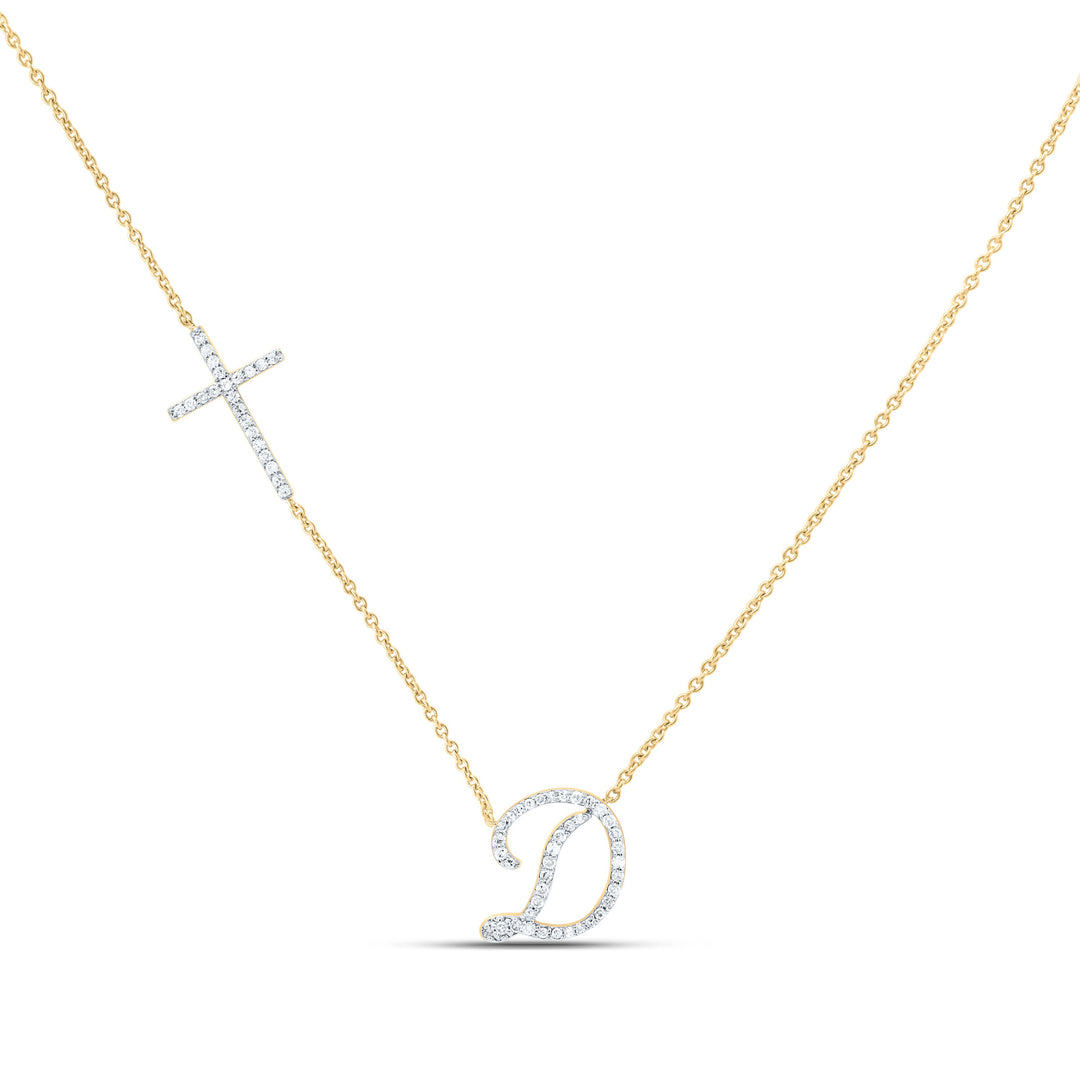 1/4CTW-NAT DIA NK GIFT INITIAL "D" CROSS NECKLACE (18 INCH) Daisy Joyeria