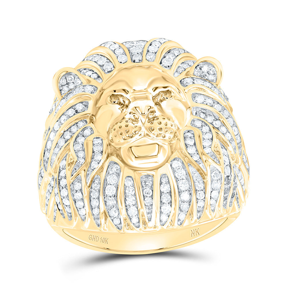 1 1/3CTW-NAT DIA NK LION MENS RING Daisy Joyeria