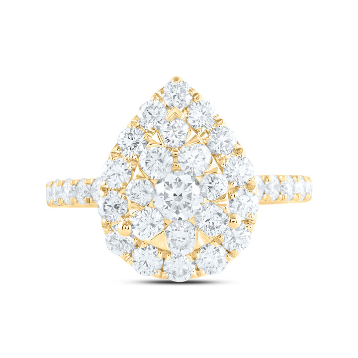 1 7/8CTW-NAT DIA ANA M ELITE 1/4CTW-CRD PEAR SINGLE HALO BRIDAL RING Daisy Joyeria