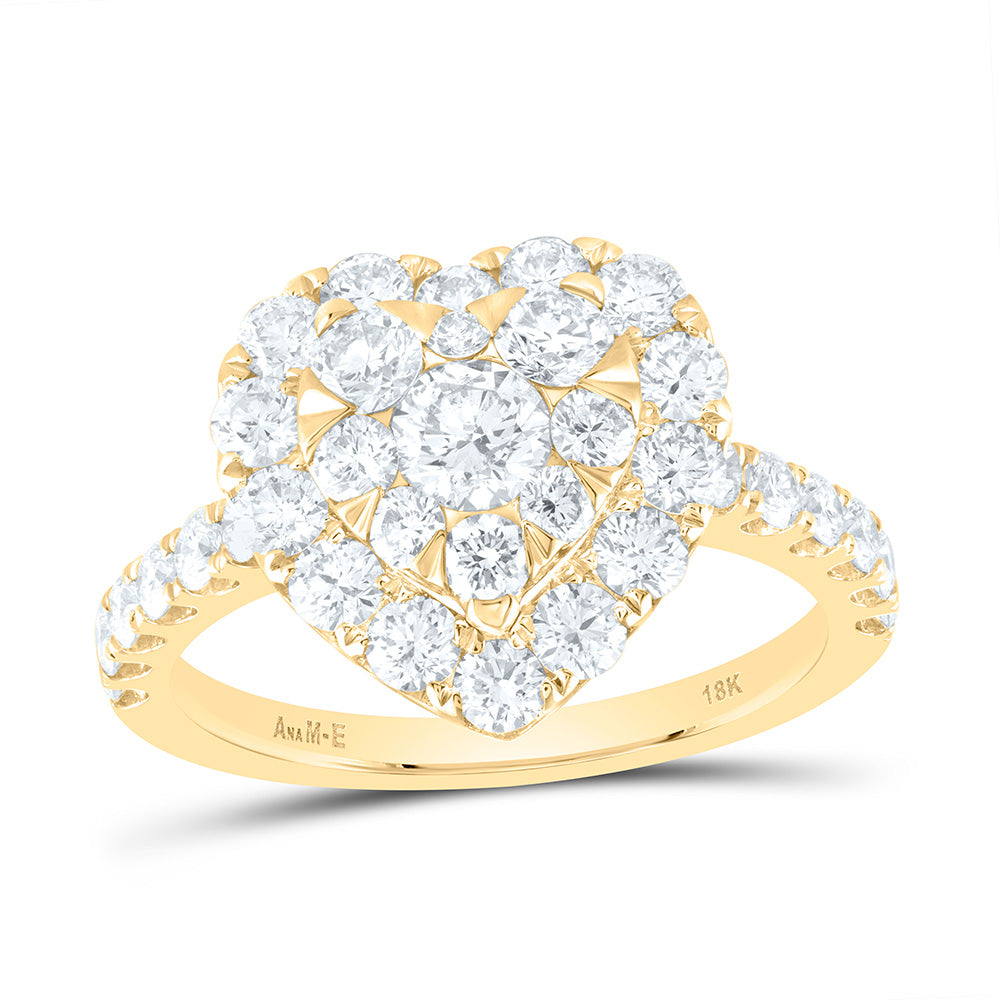 1 7/8CTW-NAT DIA ANA M ELITE 1/4CTW-CRD HEART SINGLE HALO BRIDAL RING Daisy Joyeria