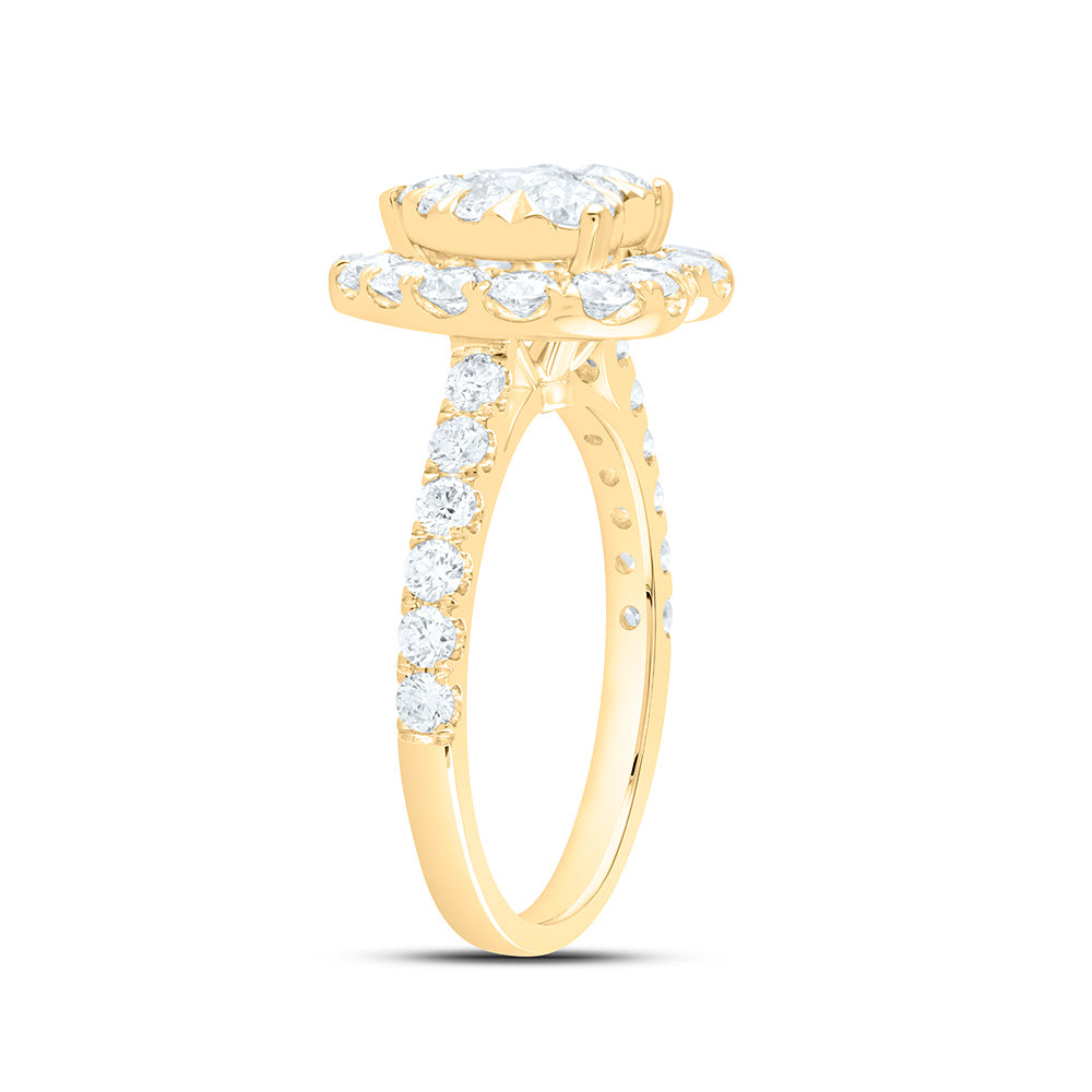 1 7/8CTW-NAT DIA ANA M ELITE 1/4CTW-CRD HEART SINGLE HALO BRIDAL RING Daisy Joyeria