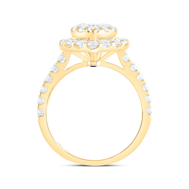 1 7/8CTW-NAT DIA ANA M ELITE 1/4CTW-CRD HEART SINGLE HALO BRIDAL RING Daisy Joyeria