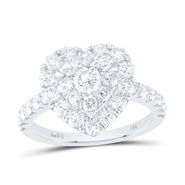1 7/8CTW-NAT DIA ANA M ELITE 1/4CTW-CRD HEART SINGLE HALO BRIDAL RING Daisy Joyeria